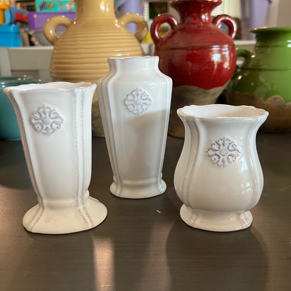 Elegant White Ceramic Vase Set
